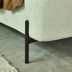 Lit 2 places avec tête de lit en tissu doux 160x200cm - blanc écru