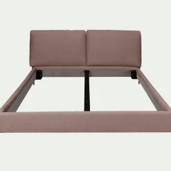 Lit 2 places avec tête de lit en tissu doux 180x200cm - brun rustrel