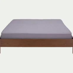 Lit 2 places en bois 160x200cm - bois foncé