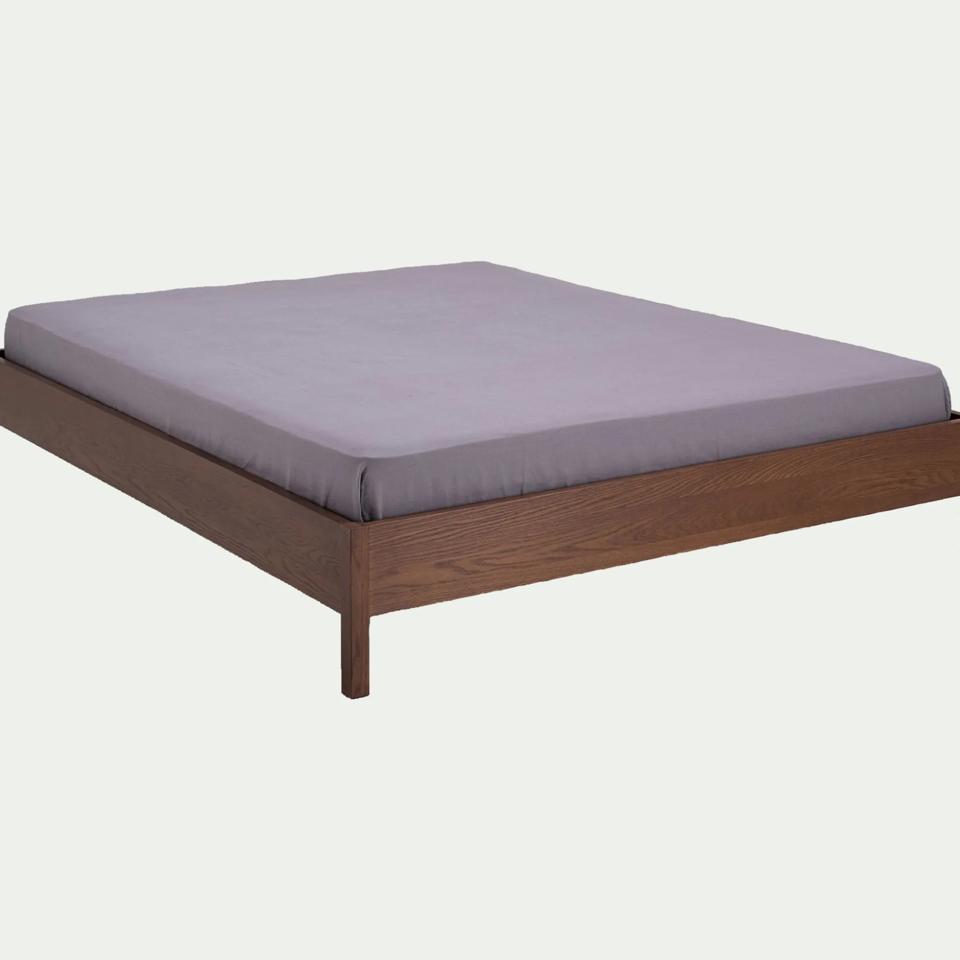 Lit 2 places en bois 160x200cm - bois foncé