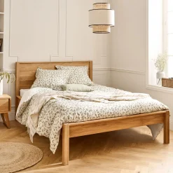 Lit 2 places en chêne - bois clair 180x200cm