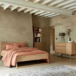 Lit 2 places en plaqué chêne - 180x200cm