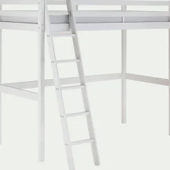 Lit enfant haut 1 place en pin 90x200cm - blanc