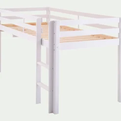 Lit enfant mi-haut 1 place en pin massif 90x200cm - blanc