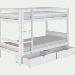 Lit superposé modulable en pin 90x200cm avec sommier à lattes - blanc