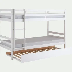 Lit superposé modulable en pin 90x200cm avec sommier à lattes - blanc