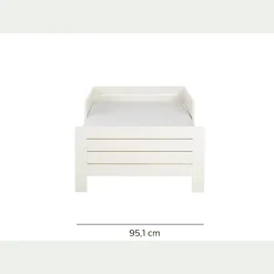 Lit évolutif 1 place en pin massif 3 positions pour enfant - blanc