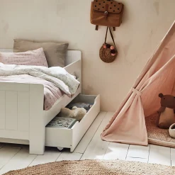 Lit évolutif 1 place en pin massif 3 positions pour enfant avec tiroir - blanc