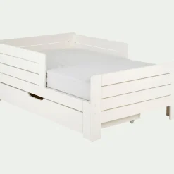 Lit évolutif 1 place en pin massif 3 positions pour enfant avec tiroir - blanc