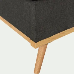 Lit-coffre 2 places recouvert de tissu - gris 160x200cm