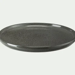Lot de 4 assiettes plates en grès émail réactif D27cm - vert olivier