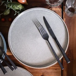 Lot de 4 assiettes plates en grès émail réactif D27cm - gris borie