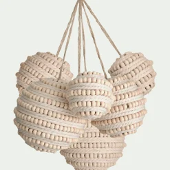 Lot de 6 boules de Noël à perles - blanc