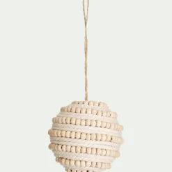 Lot de 6 boules de Noël à perles - blanc