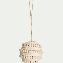 Lot de 6 boules de Noël à perles - blanc