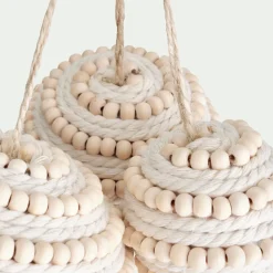 Lot de 6 boules de Noël à perles - blanc