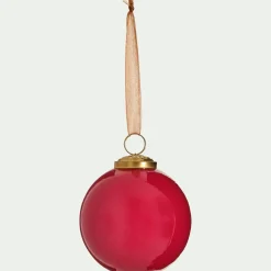 Lot de 4 boules de Noël en verre D9cm - rouge