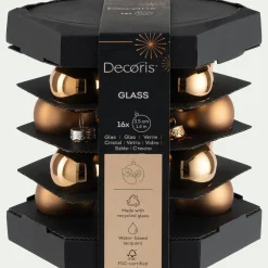 Lot de 16 boules de Noël en verre D3,5cm - doré