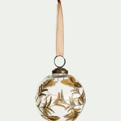 Lot de 6 boules de Noël herbier en verre H7,5cm - transparent