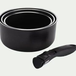 Lot de 3 casseroles en aluminium avec manche amovible (tous feux dont induction)