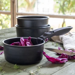 Lot de 3 casseroles en aluminium avec manche amovible (tous feux dont induction)