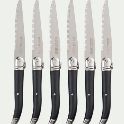 Lot de 6 couteaux à steak en inox - noir