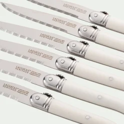 Lot de 6 couteaux à steak en inox - blanc