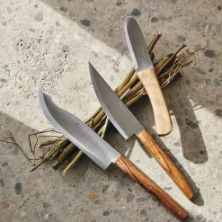 Lot de 3 couteaux avec lame en inox et manche en bois d'olivier