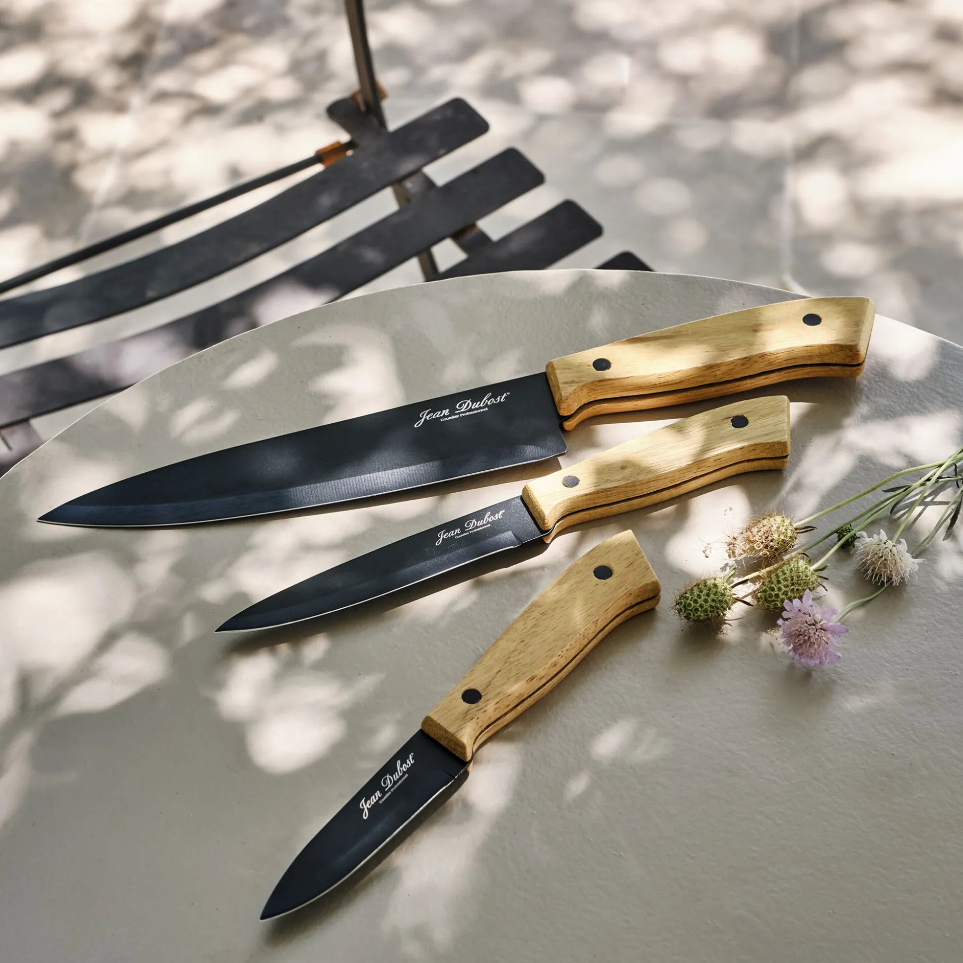 Lot de 3 couteaux en bois d'acacia