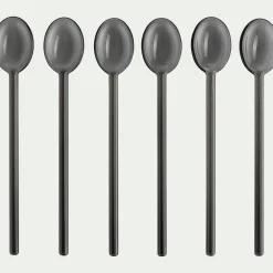 Lot de 6 cuillères à latte en verre - noir