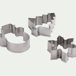 Lot de 3 emporte-pièces Noël assortis en inox - gris métallisé