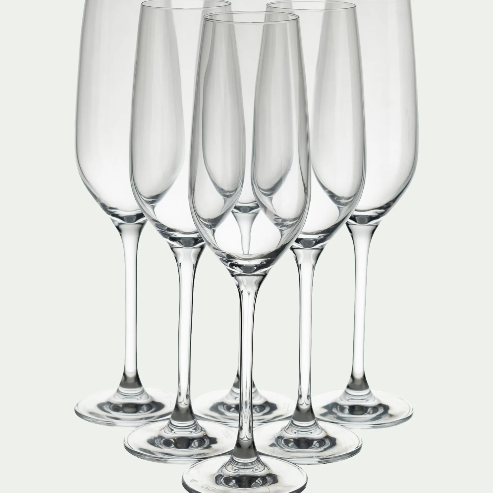 Lot de 6 flûtes à champagne en verre 19cl - transparent