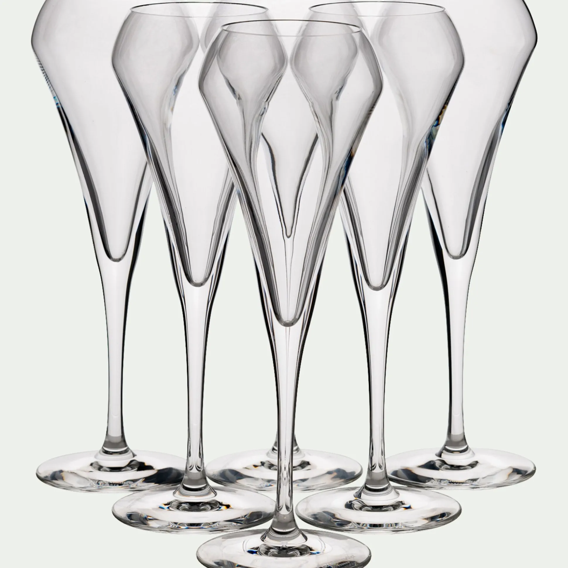 Lot de 6 flûtes à champagne en cristallin 20cl - transparent