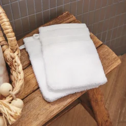 Lot de 2 gants de toilette en coton peigné - blanc optique