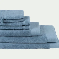 Lot de 2 gants de toilette en coton peigné - bleu autan