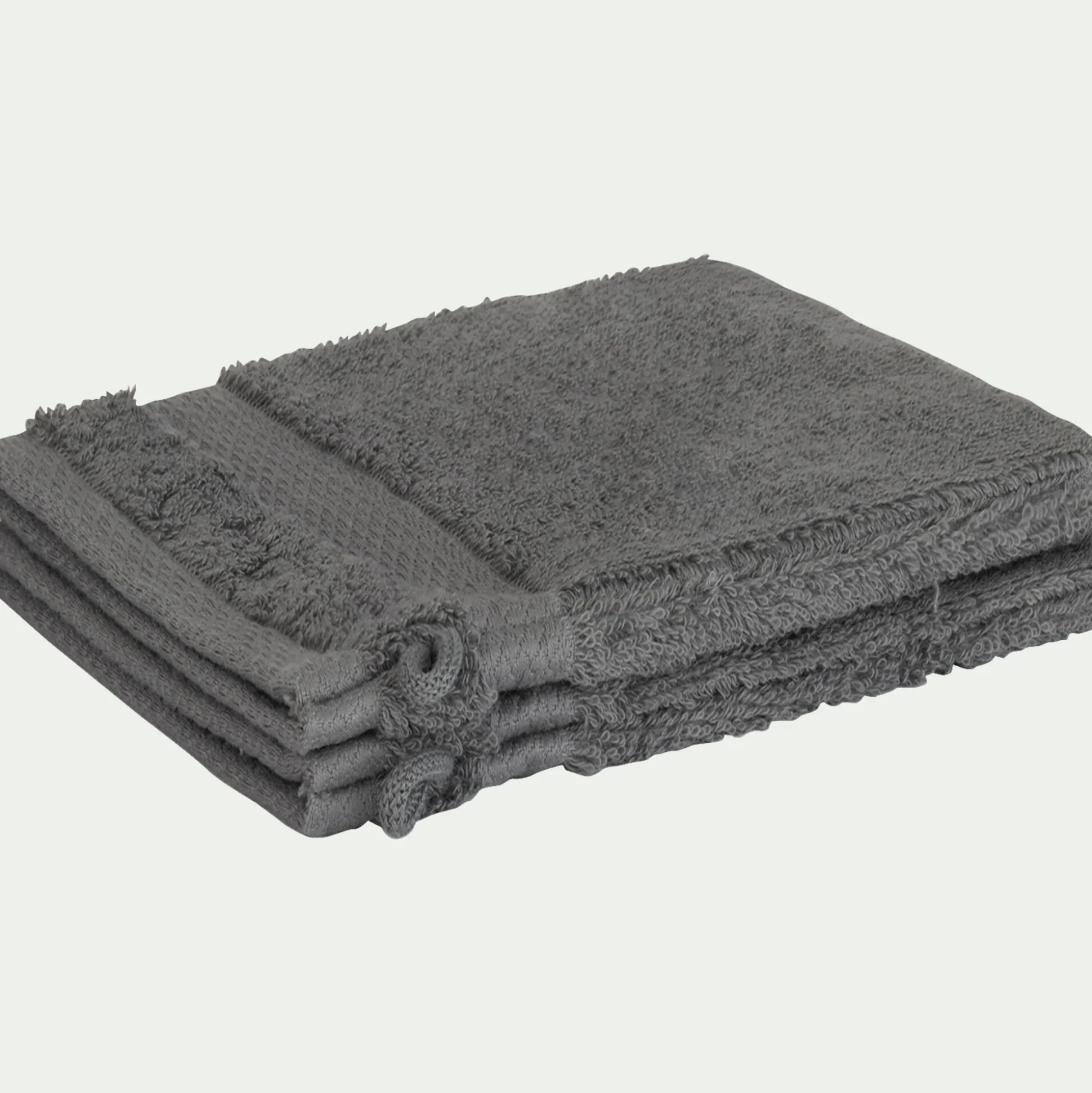Lot de 2 gants de toilette en coton peigné - gris restanque