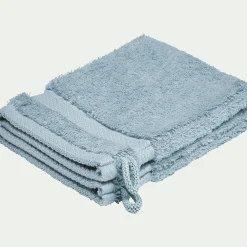 Lot de 2 gants de toilette en coton peigné - bleu calaluna