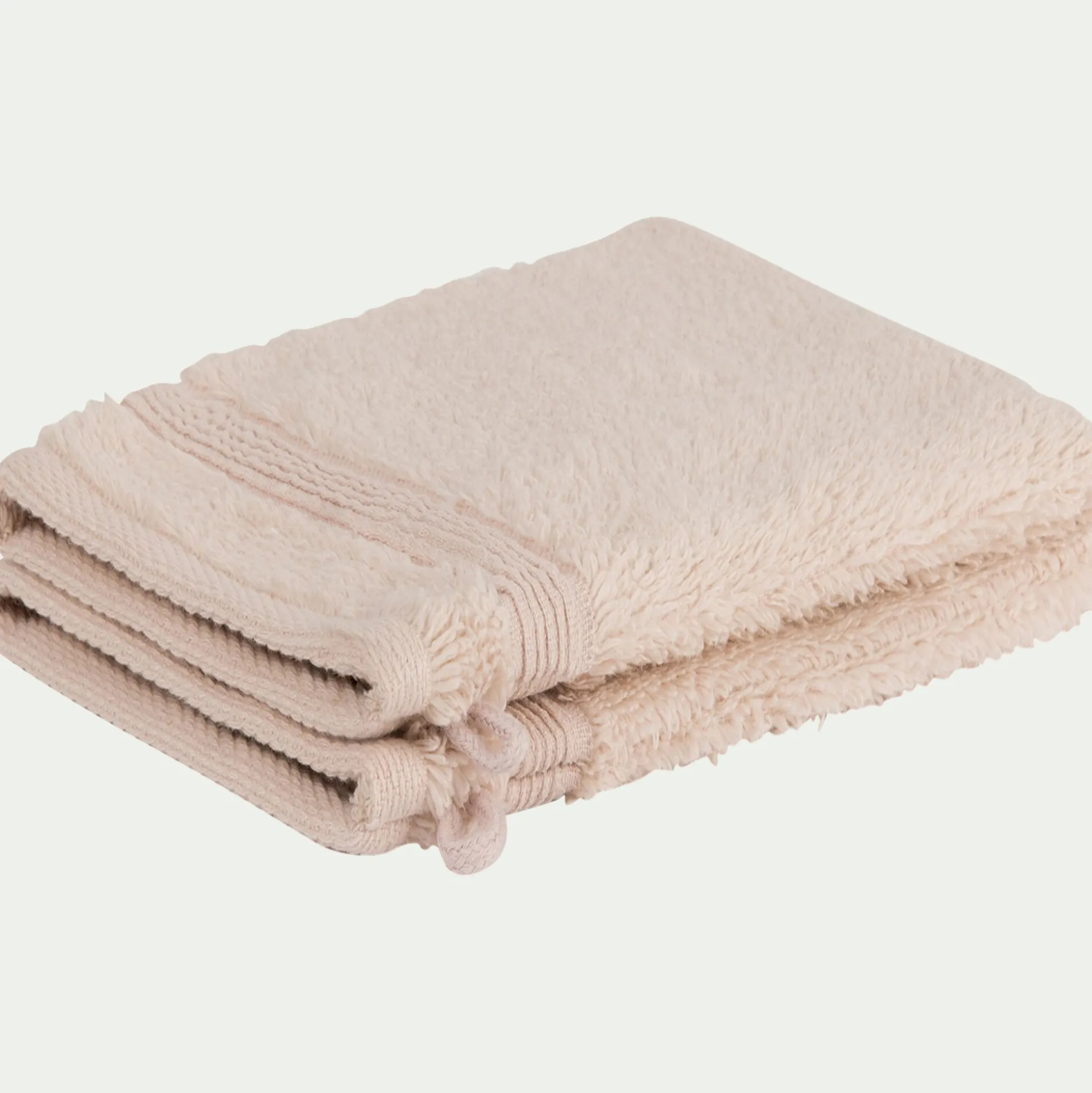 Lot de 2 gants de toilette bouclette en coton - rose grège