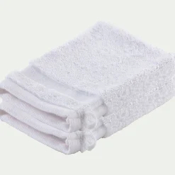 Lot de 2 gants de toilette qualité hôtelière en coton - blanc