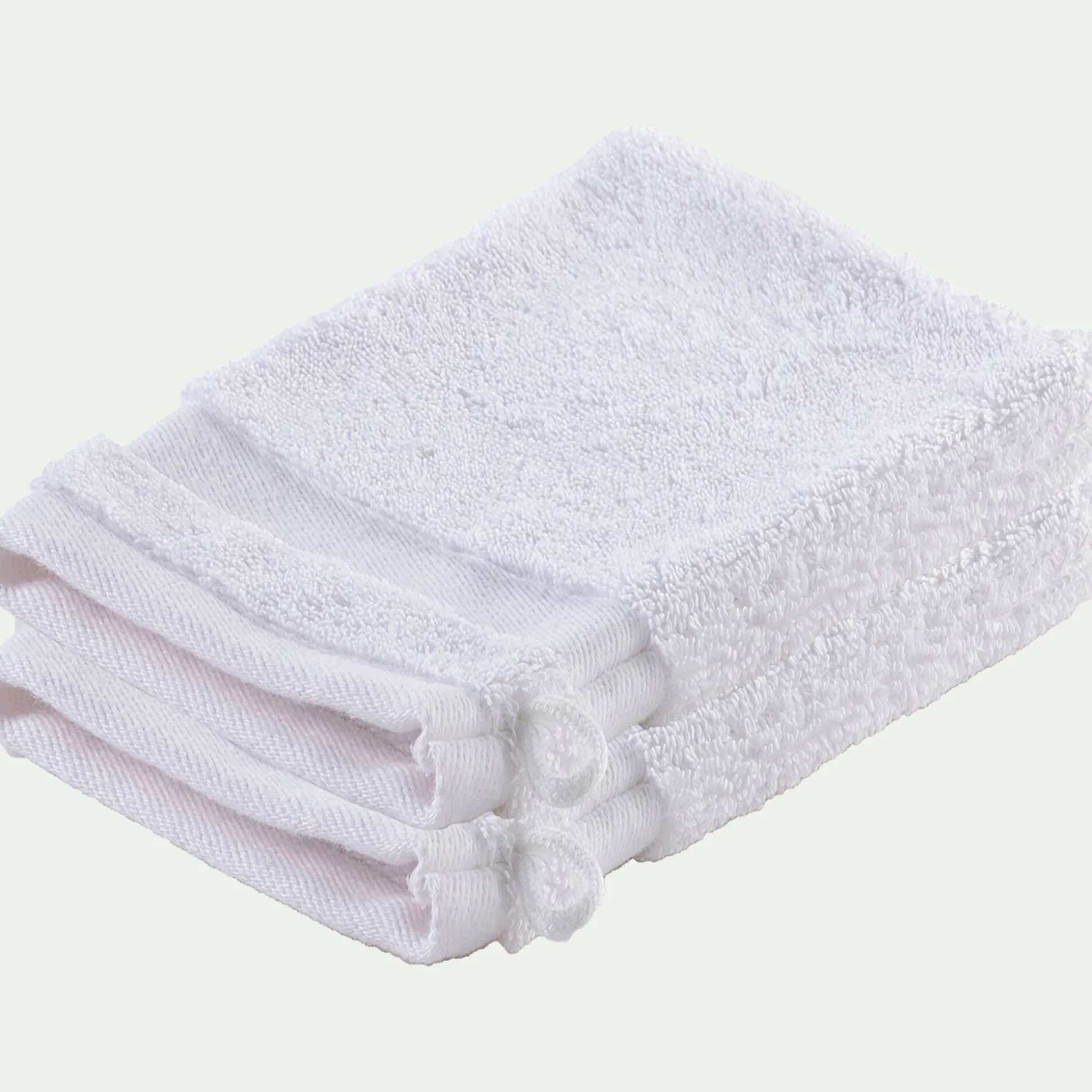 Lot de 2 gants de toilette qualité hôtelière en coton - blanc