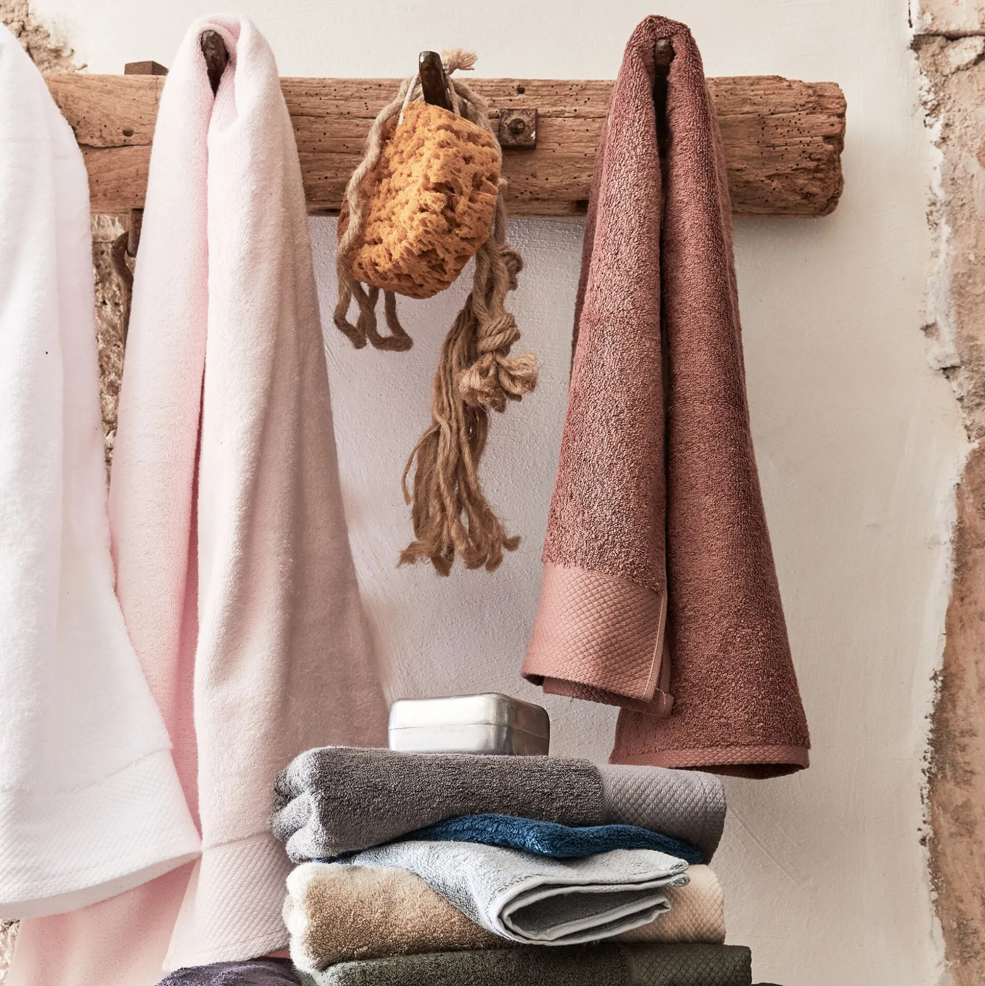 Lot de 2 gants de toilette en coton peigné - brun rhassoul