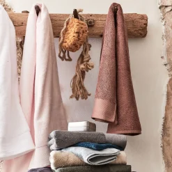 Lot de 2 gants de toilette en coton peigné - rose simos