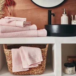 Lot de 2 gants de toilette en coton peigné - rose simos