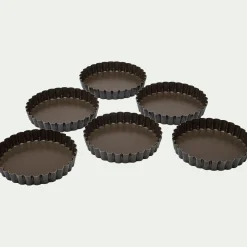 Lot de 6 moules à tartelette en acier D12cm - marron