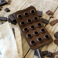 Lot de 15 moules ronds en silicone platinium - marron