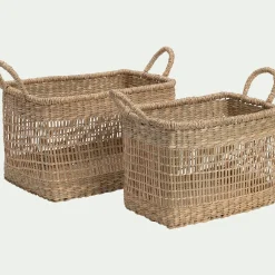 Lot de 2 paniers déco en jonc de mer - naturel