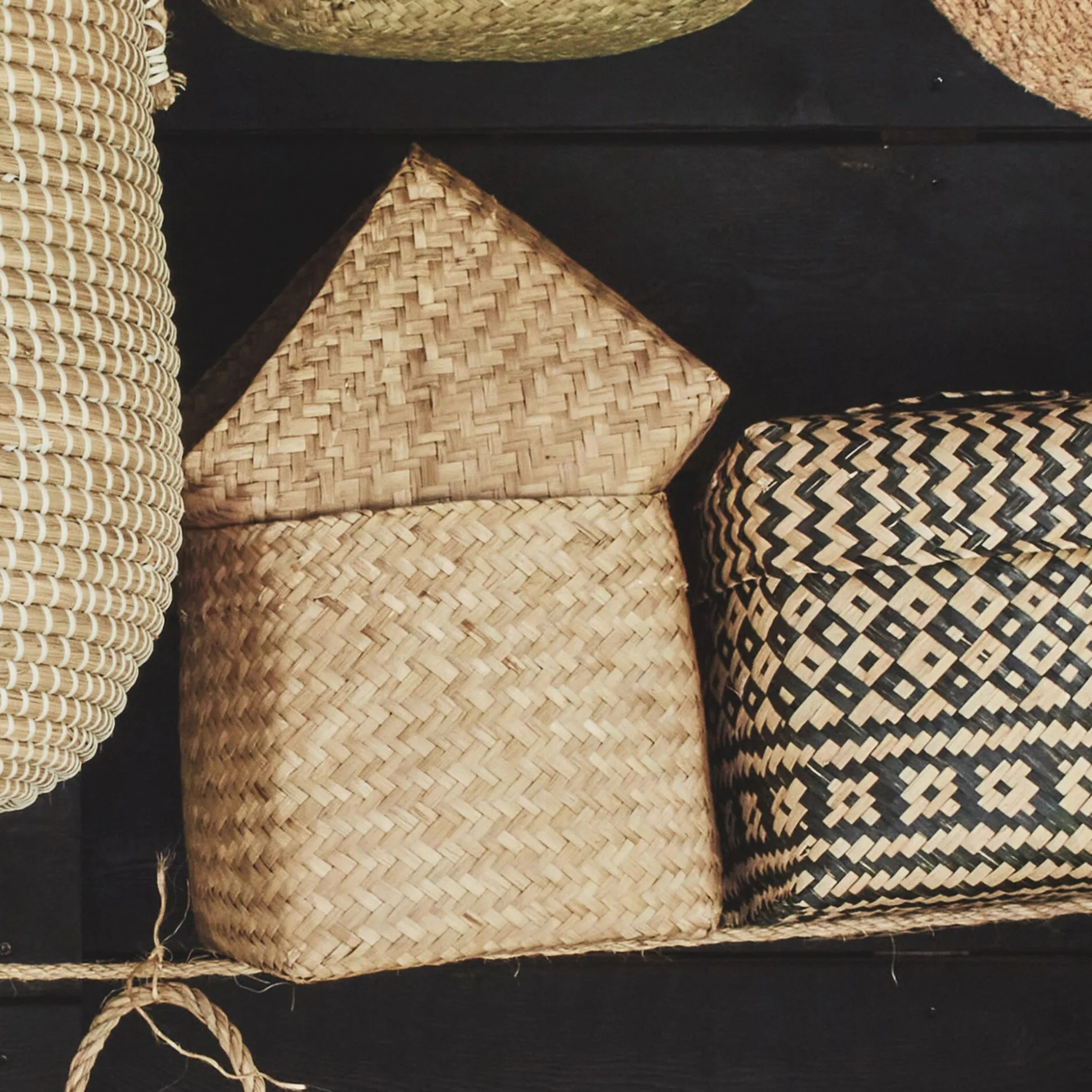 Lot de 2 paniers en jonc de mer - naturel