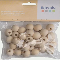Lot de 30 perles rondes en bois de bouleau D2cm - naturel