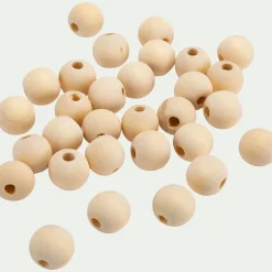 Lot de 30 perles rondes en bois de bouleau D2cm - naturel