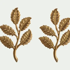 Lot de 2 pins feuille pour bougie - doré